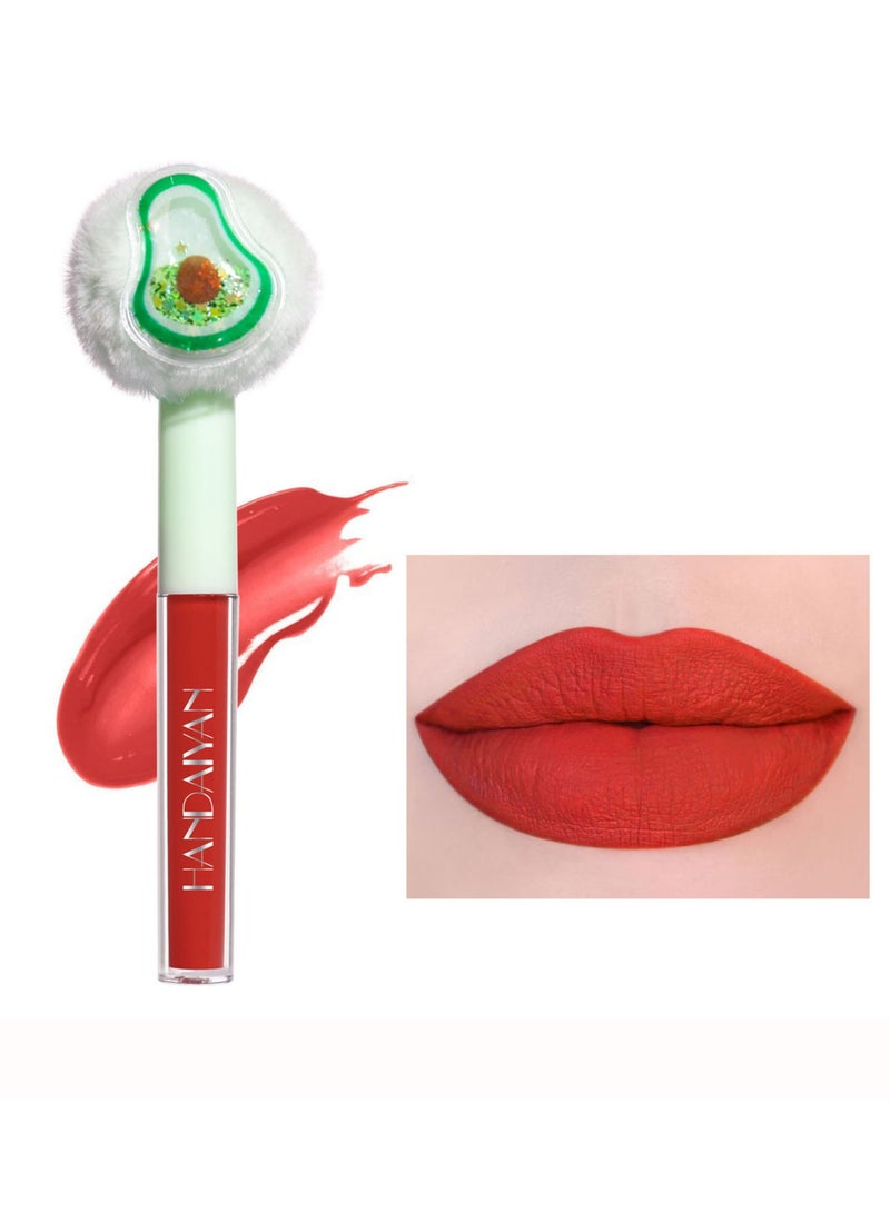 هاندايان أحمر شفاه سائل غير لامع مكياج للنساء، مخملي يدوم طويلاً، مقاوم للماء، لون مصبوغ بدرجة عالية، سريع الجفاف، مقاوم للتلطخ، يغذي، يرطب، فائق النعومة - Image 1