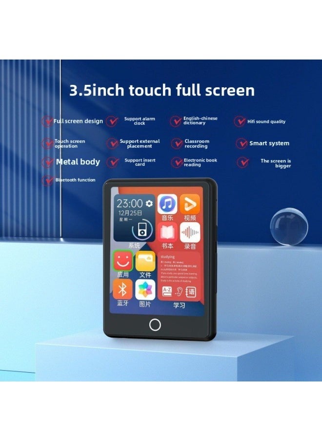 Generic - English Bluetooth Mp4 Alarm Clock Mp3 Student Edition P5 Novel Learning Edition Touch Walkman Watch Touch Screen Song Video-Body Color:Metal Touch Screen Version 3.5 [bluetooth Function]-Memory Capacity:8g+ Official Standard Configuration - Image 1