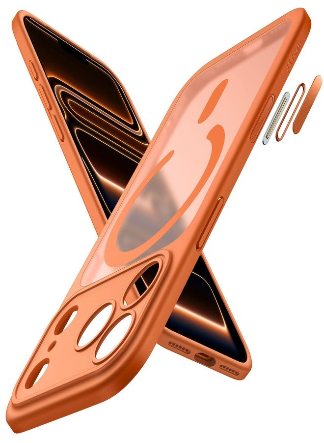 JETech Magnetic Case for iPhone 17 Pro Max 6.9-Inch Compatible with MagSafe, Shockproof Slim Phone Cover with Built-in Camera Control Button, Matte Translucent Back (Orange) - Image 1