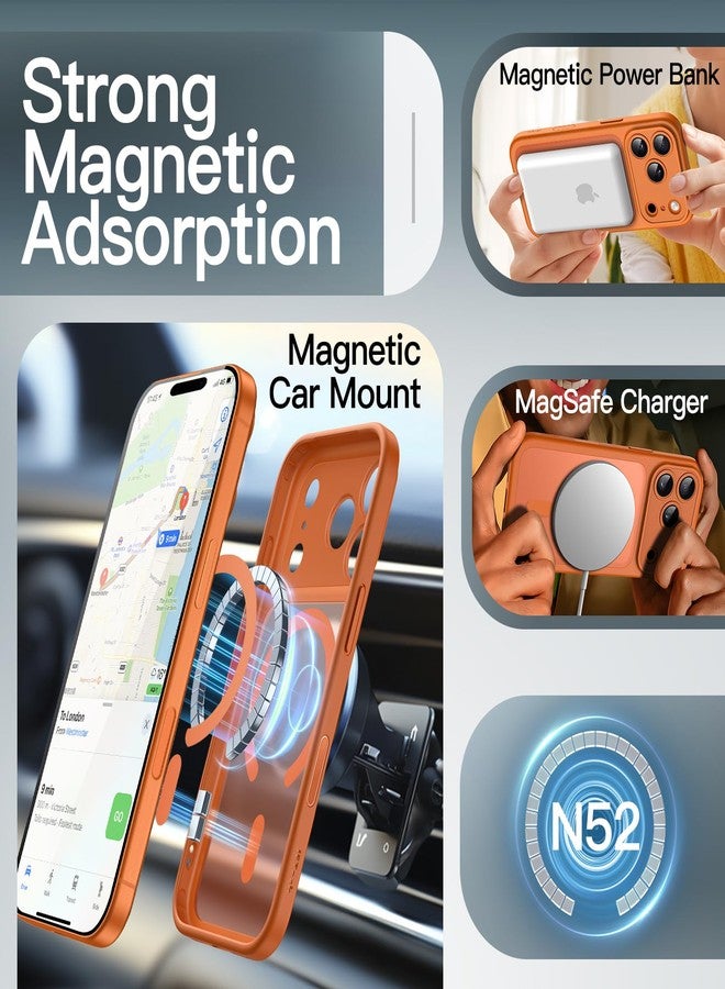 JETech Magnetic Case for iPhone 17 Pro Max 6.9-Inch Compatible with MagSafe, Shockproof Slim Phone Cover with Built-in Camera Control Button, Matte Translucent Back (Orange) - Image 4