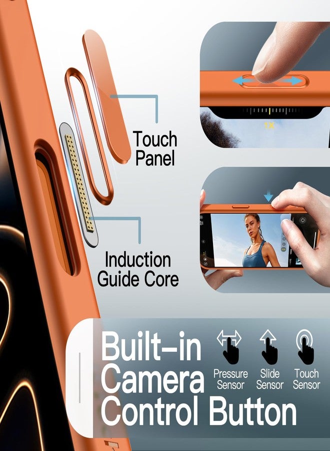 JETech Magnetic Case for iPhone 17 Pro Max 6.9-Inch Compatible with MagSafe, Shockproof Slim Phone Cover with Built-in Camera Control Button, Matte Translucent Back (Orange) - Image 3
