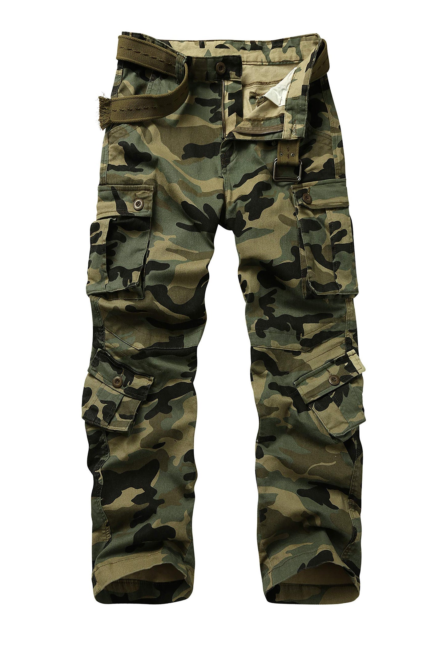 Jessie Kidden Men's BDU Casual Military Pants, Tactical Wild Army Combat ACU Rip Stop Camo Cargo Work Pants Trousers with 8 Pockets #7533 B-Camo 36