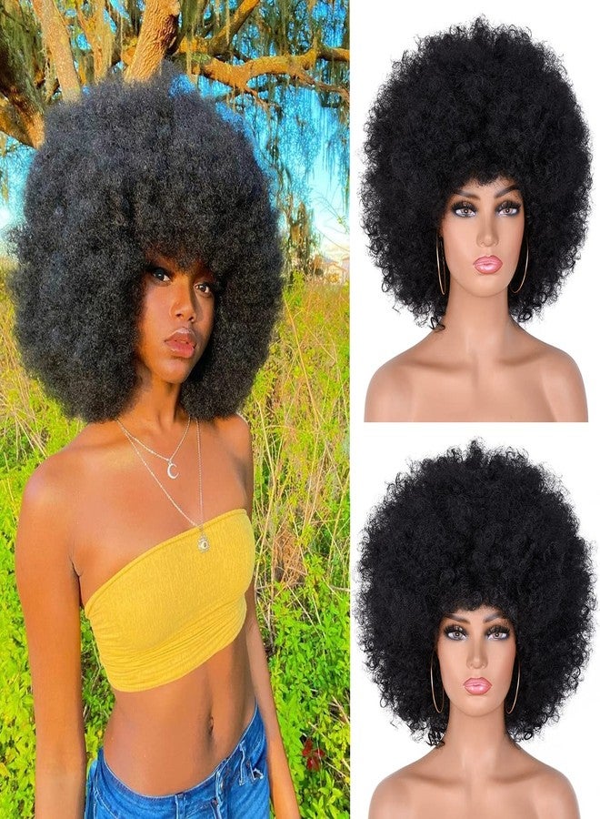 ANNISOUL Afro Wigs for Black Women Short Curly Afro Kinky Wig 70s Bouncy Huge Fluffy Puff Wigs Premium Synthetic for Cosplay and Daily - Image 4