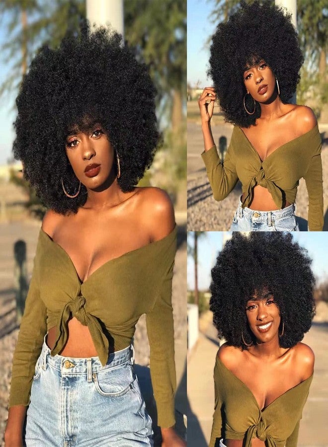 ANNISOUL Afro Wigs for Black Women Short Curly Afro Kinky Wig 70s Bouncy Huge Fluffy Puff Wigs Premium Synthetic for Cosplay and Daily - Image 1