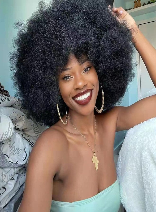 ANNISOUL Afro Wigs for Black Women Short Curly Afro Kinky Wig 70s Bouncy Huge Fluffy Puff Wigs Premium Synthetic for Cosplay and Daily - Image 3