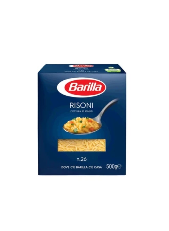 Barilla Risoni N.26 Pasta 500g (Pack of 10) – Authentic Italian Rice-Shaped Pasta