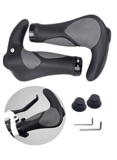 SYOSI Bike Handlebar Grips Bicycle Ergonomic Handle Bar End Grips Comfort Handle Bar Lock On for Mountain Bike Cycling Rubber Bionic Gecko Palm Print Anti-Slip Grips with Horn 1 Pair  - Image 1