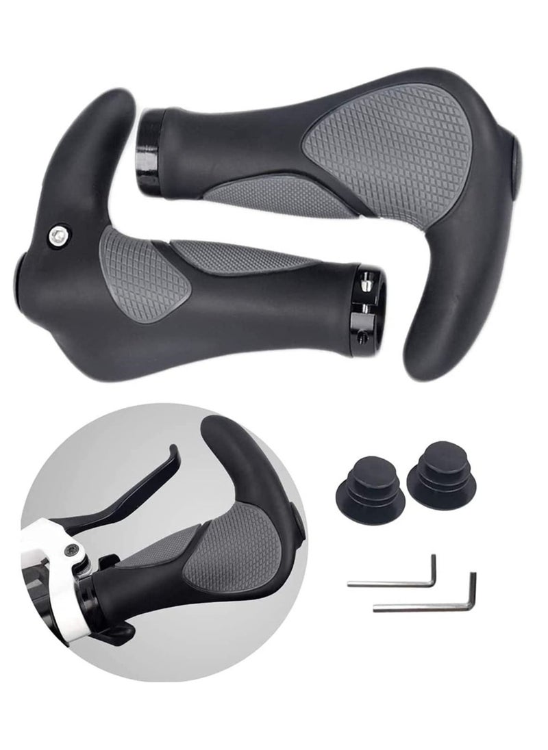 SYOSI - Bike Handlebar Grips Bicycle Ergonomic Handle Bar End Grips Comfort Handle Bar Lock On for Mountain Bike Cycling Rubber Bionic Gecko Palm Print Anti-Slip Grips with Horn 1 Pair - Image 1