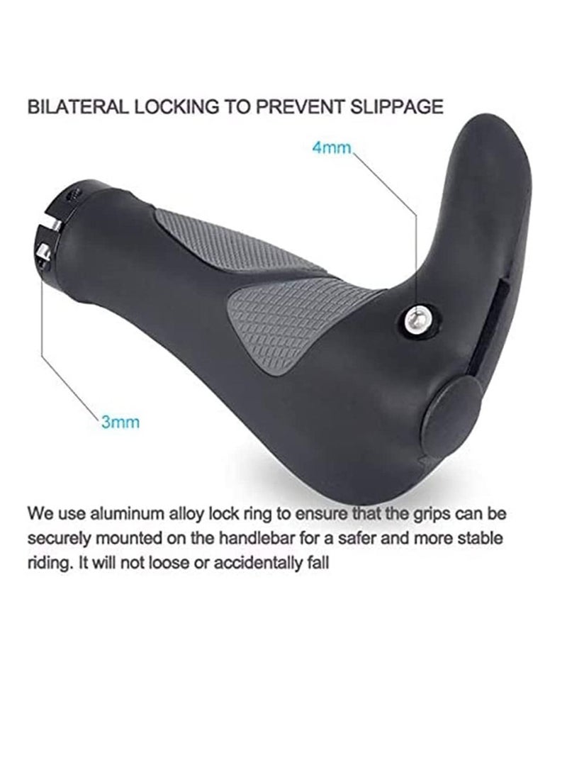 SYOSI - Bike Handlebar Grips Bicycle Ergonomic Handle Bar End Grips Comfort Handle Bar Lock On for Mountain Bike Cycling Rubber Bionic Gecko Palm Print Anti-Slip Grips with Horn 1 Pair - Image 1