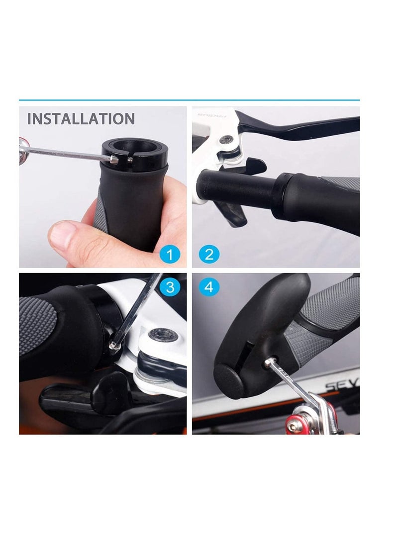 SYOSI - Bike Handlebar Grips Bicycle Ergonomic Handle Bar End Grips Comfort Handle Bar Lock On for Mountain Bike Cycling Rubber Bionic Gecko Palm Print Anti-Slip Grips with Horn 1 Pair - Image 1