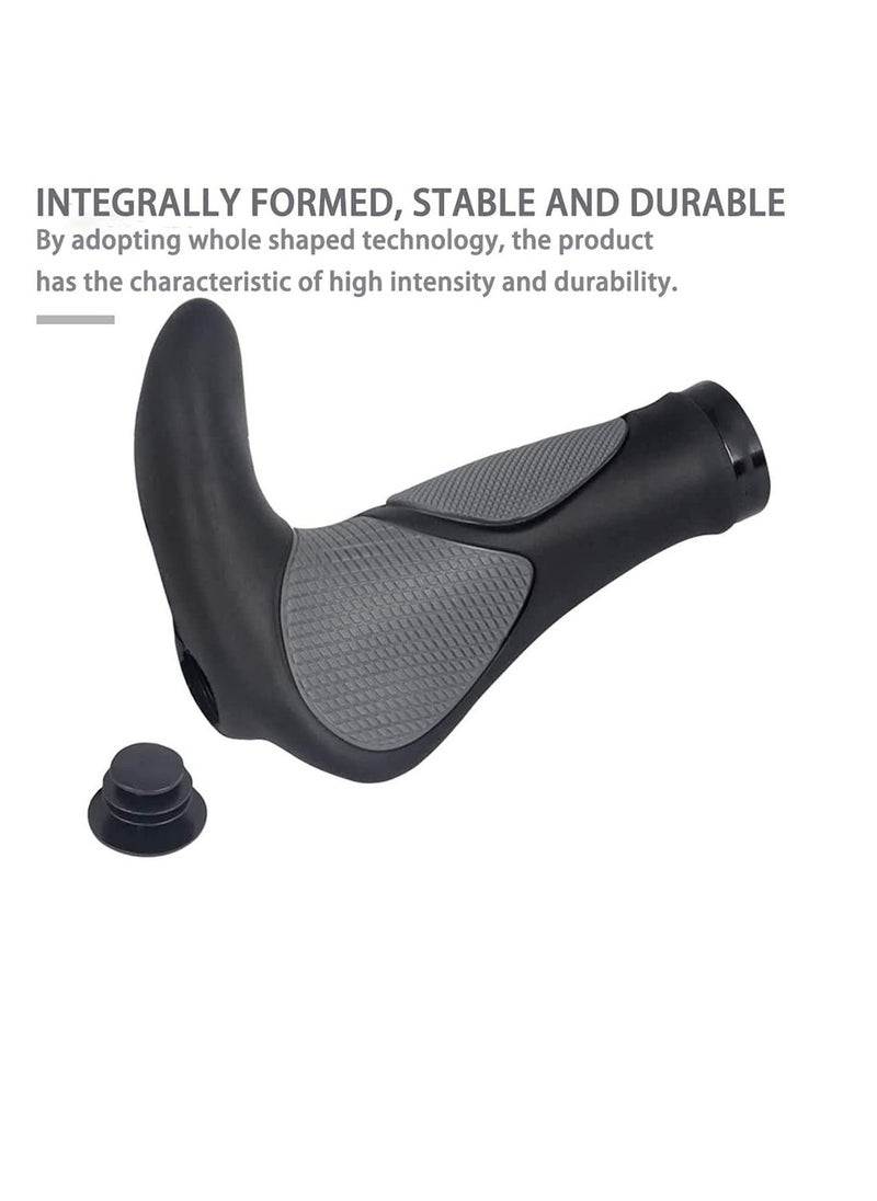 SYOSI - Bike Handlebar Grips Bicycle Ergonomic Handle Bar End Grips Comfort Handle Bar Lock On for Mountain Bike Cycling Rubber Bionic Gecko Palm Print Anti-Slip Grips with Horn 1 Pair - Image 1