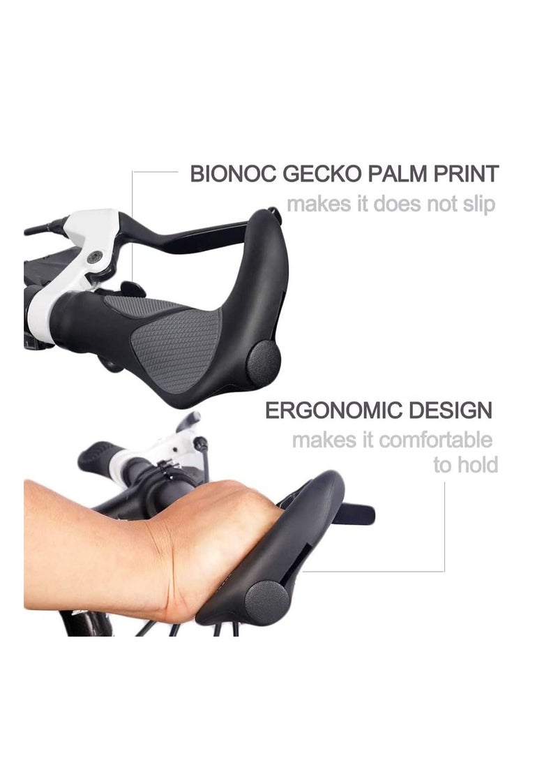 SYOSI - Bike Handlebar Grips Bicycle Ergonomic Handle Bar End Grips Comfort Handle Bar Lock On for Mountain Bike Cycling Rubber Bionic Gecko Palm Print Anti-Slip Grips with Horn 1 Pair - Image 1