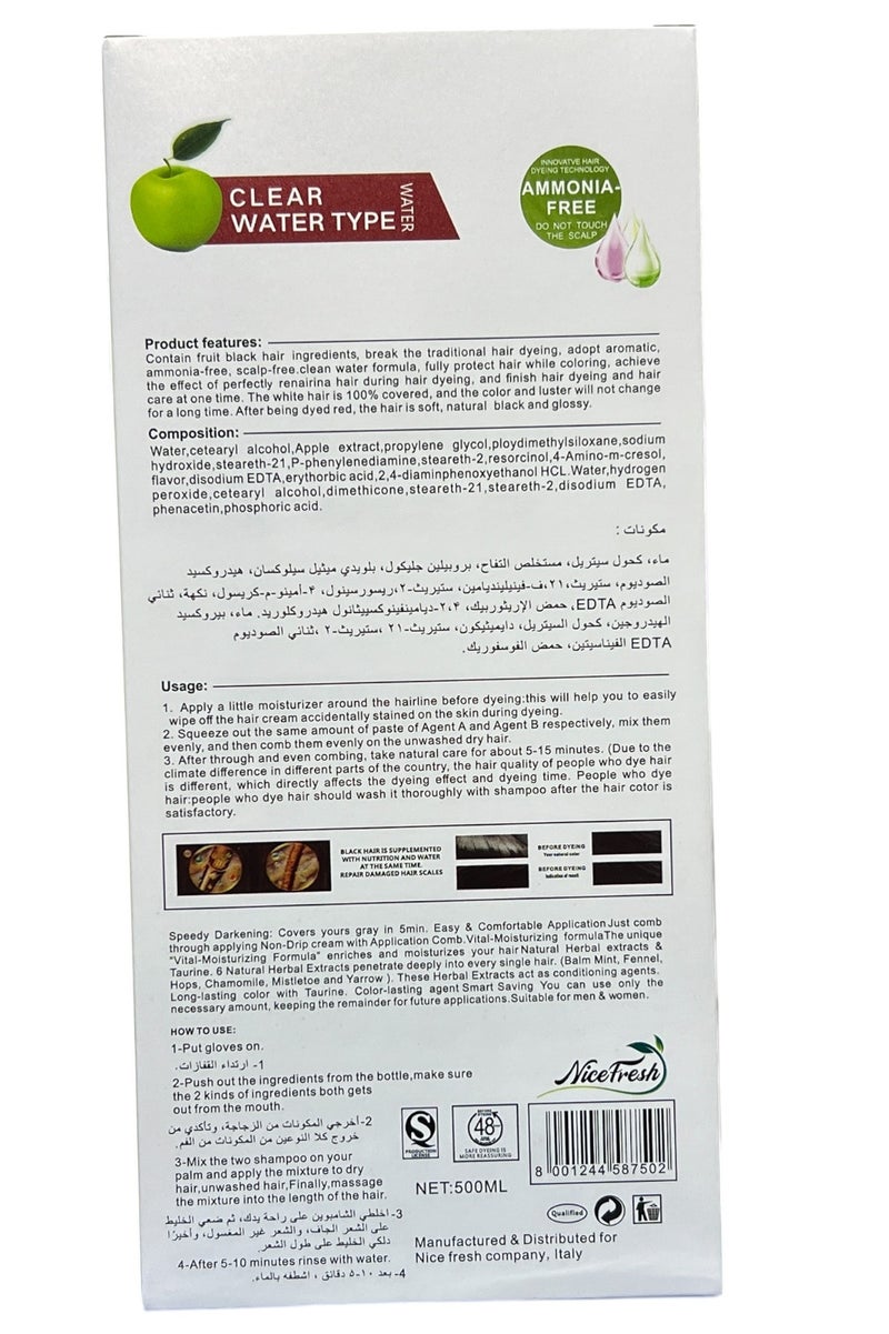 Nice Fresh Apple Hair Color Shampoo Black 1.0 96HR 500ml - Image 4