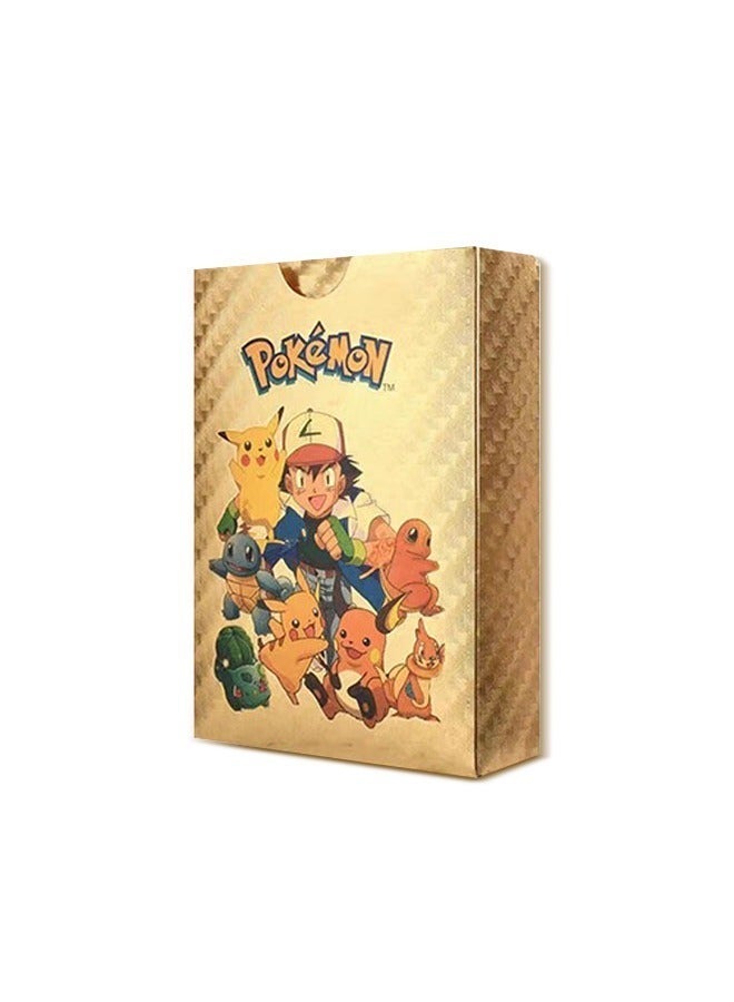 Pokemon Rare Gold Pokemon Cards Pack, 60PCS Shiny Foil TCG Deck, Collectible Cards Compatible with Pokemon Game, Best Gift for Fans and Kids (with Storage Box) - Image 4