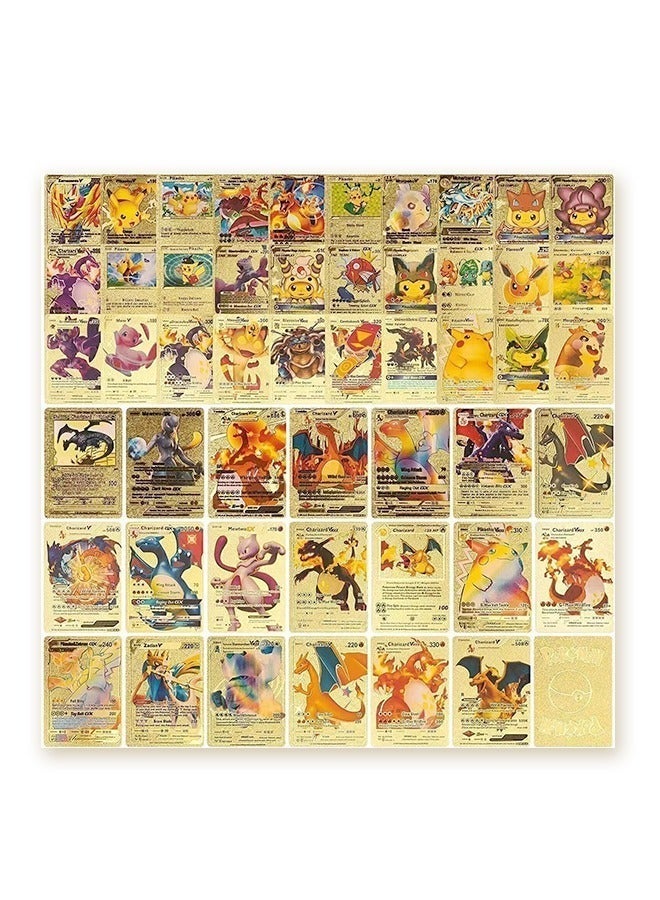 Pokemon Rare Gold Pokemon Cards Pack, 60PCS Shiny Foil TCG Deck, Collectible Cards Compatible with Pokemon Game, Best Gift for Fans and Kids (with Storage Box) - Image 3