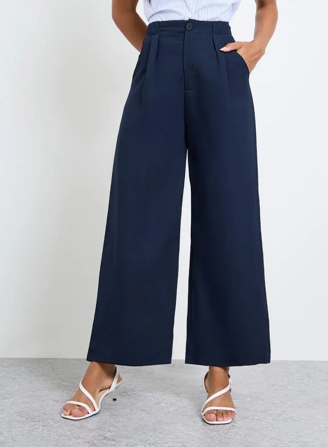 Take Two Navy Blue High Rise Wide Leg Pants
