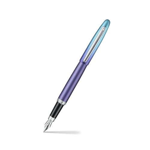 Sheaffer Expressions VFM 9430 Fountain Pen Blue and Purple Pearlised Gradient Fine Nib ChromePlated Trims - Image 1