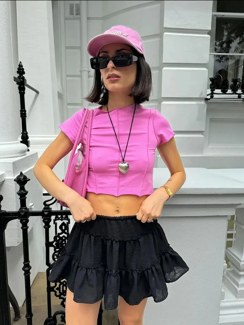 HICCUP Ruffled Tiered Woven Skirt with Elastic Waist