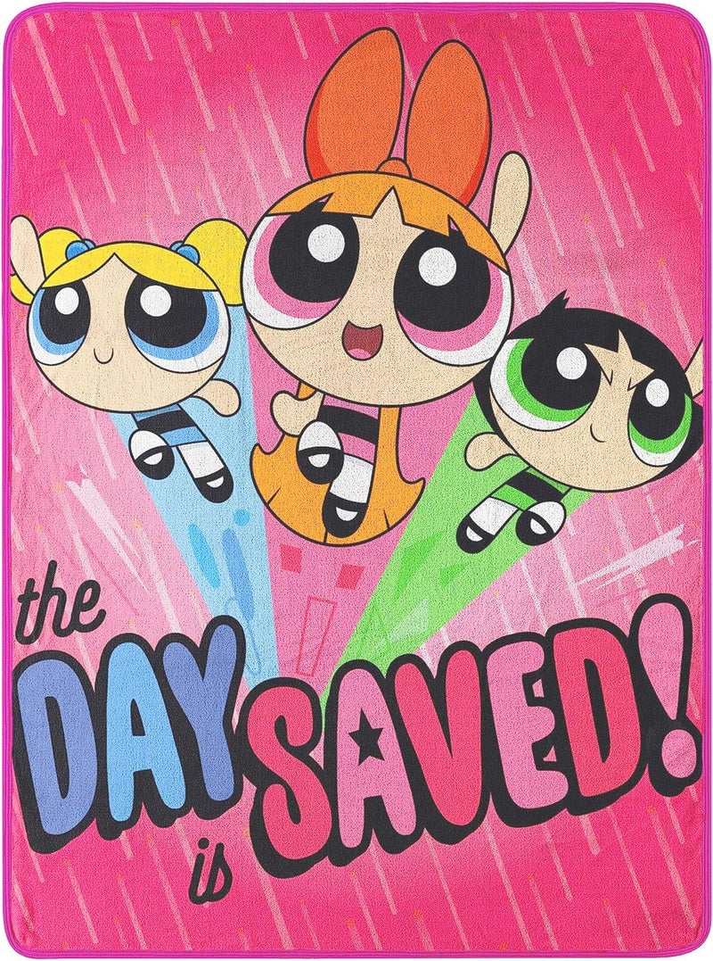 Northwest Cartoon Network Micro Raschel Throw Blanket Powerpuff Girls, Day Saved, 46" x 60" - Image 1