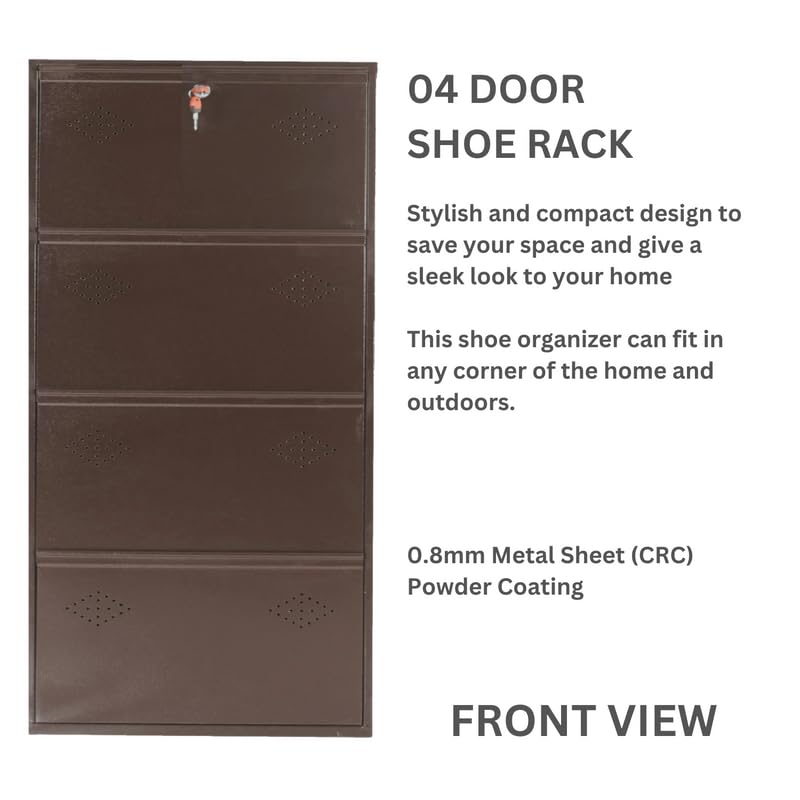 AAVATAR Aavatar 4 Door Brown 26 Inch Wall Mounted Modern Shoerack Metal Shoe Rack Preassembled Shoe Rack Shelves Pack of 1  - Image 5