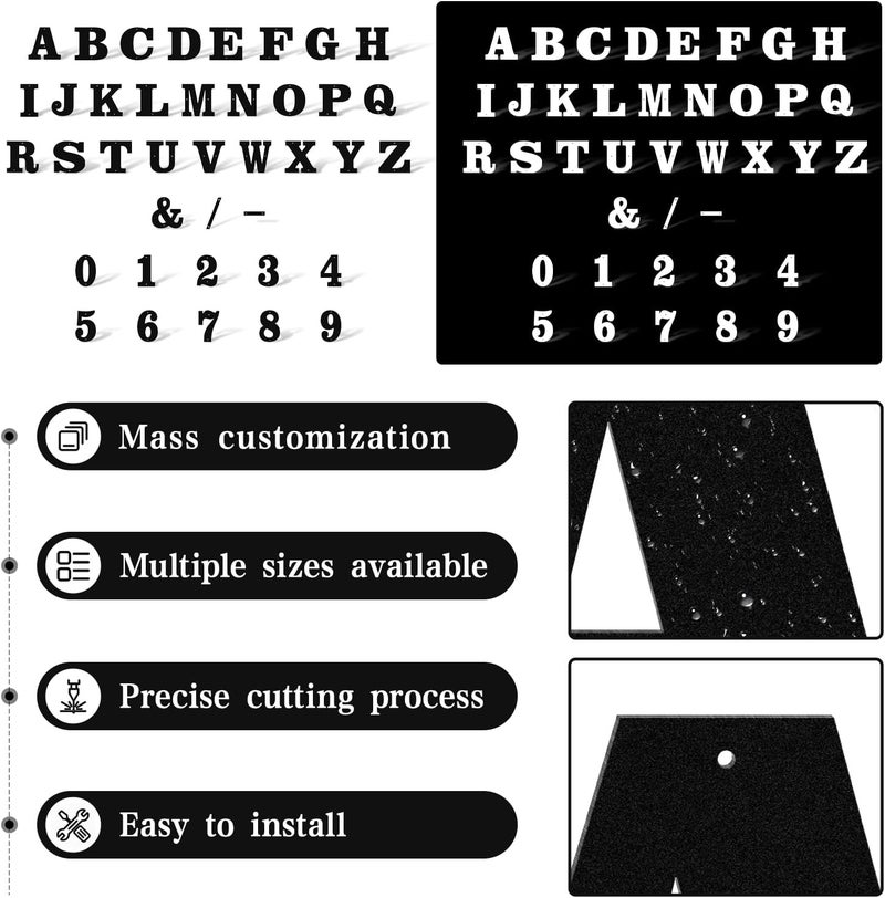 ShowMtheM Custom Anti-Rust House Number for Outside,Mass-Customizable Heavy-Duty Metal Address Numbers for House,Unique Font Design Street Signage With Screws(1) - Image 5