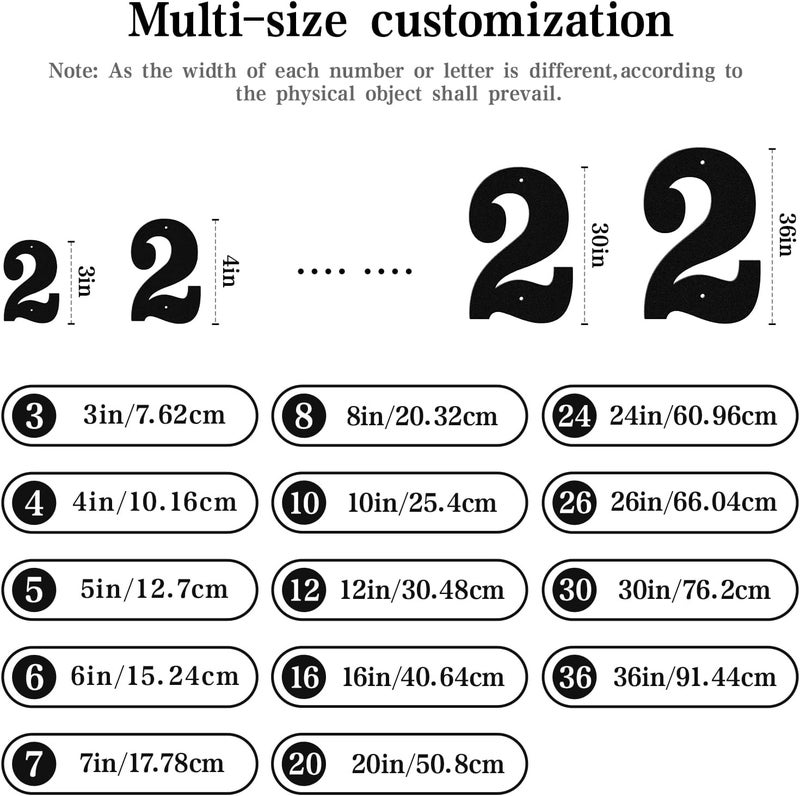 ShowMtheM Custom Anti-Rust House Number for Outside,Mass-Customizable Heavy-Duty Metal Address Numbers for House,Unique Font Design Street Signage With Screws(1) - Image 3