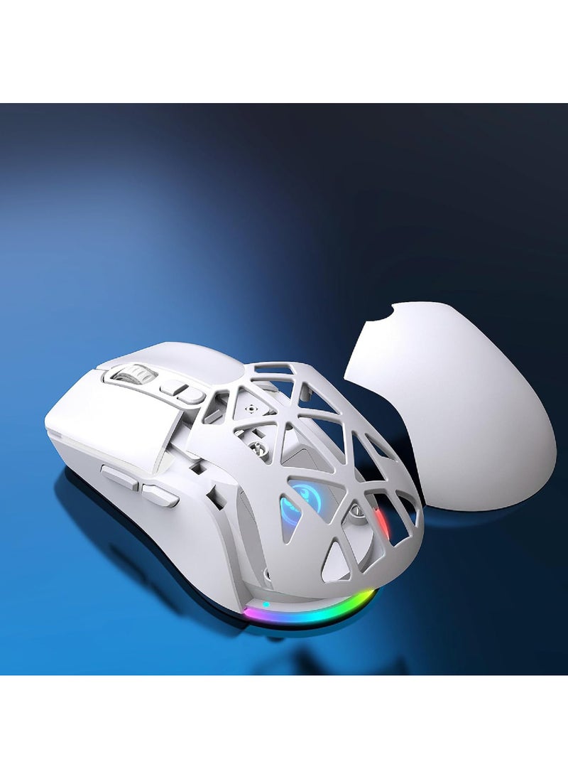 Rock Pow - Wireless Gaming Mouse,Tri-Mode Bluetooth/2.4G/Wired Mouse, 6 Buttons with Adjustable 4800 DPI, BT5.1 Rechargeable RGB Backlight Gaming Mice for PC/Mac/Laptop White - Image 1