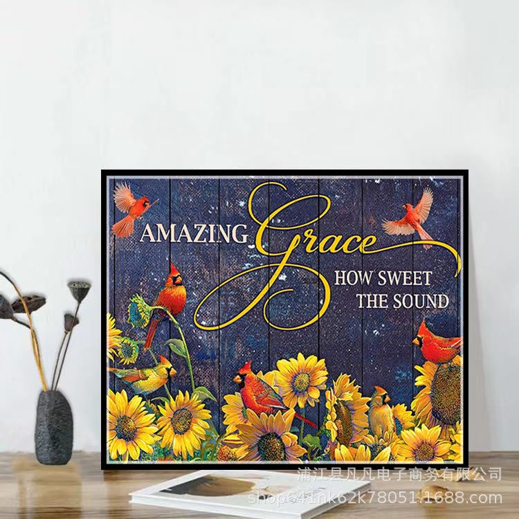 Diy Full Diamond Embroidered Living Room Decorative Painting Letters Bird Sunflower 5D Diamond Painting Factory - Image 3