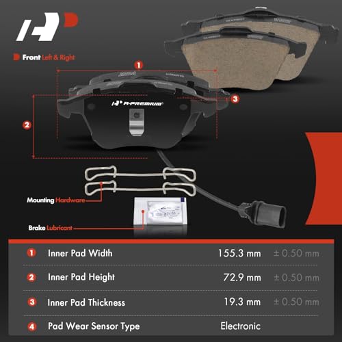 A-Premium Front Ceramic Disc Brake Pads Set Compatible with Mazda 3 2007-2013 & Volvo C70 2006-2013, S40 2004-2011, V50 2005-2011, 4 Pcs - Image 5