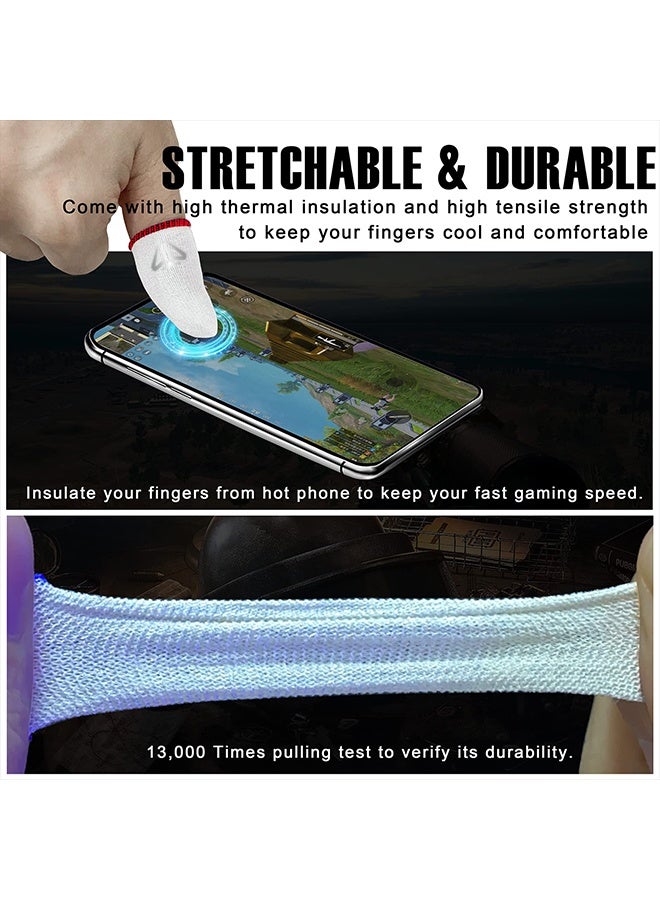 4pcs Gaming Finger gloves,Paired With A Metal Storage Box,100% Visible Silver Fibers,Just Right Pressure/Breathable/Sweatproof（Red）  - Image 4