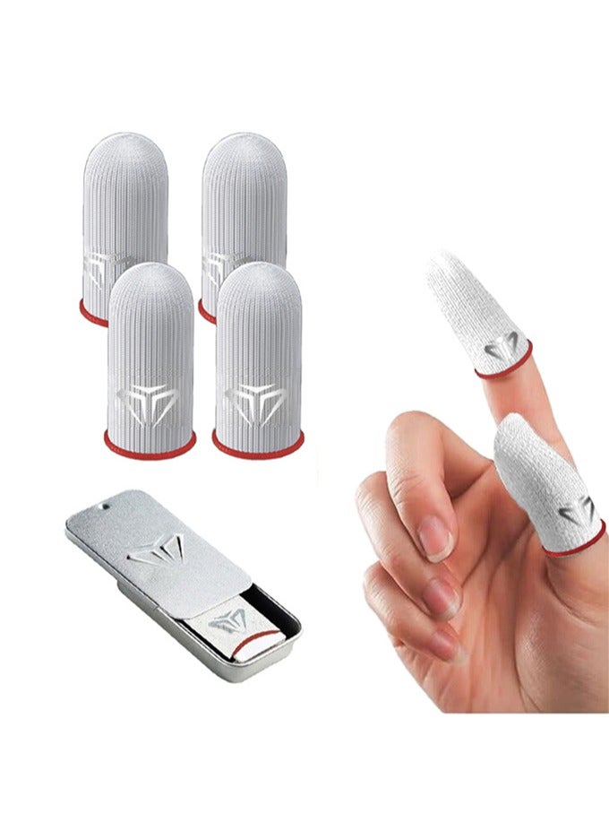4pcs Gaming Finger gloves,Paired With A Metal Storage Box,100% Visible Silver Fibers,Just Right Pressure/Breathable/Sweatproof（Red） - Image 1