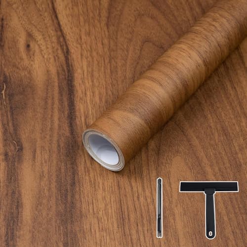 Decoroom Wood Contact Paper with Tools, Peel and Stick Wallpaper Thicken for Countertops, Vintage Wood Grain Wallpaper Waterproof, Natural Wood Sticker Self-Adhesive Removable Vinyl Film 15.7 in X 118 in - Image 1