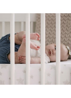 Ely's & Co. Ely's & Co. Crib Sheet Set 2 Pack 100% Jersey Cotton for Baby Girl and Baby Boy - Tan Drawn Star  - Image 3