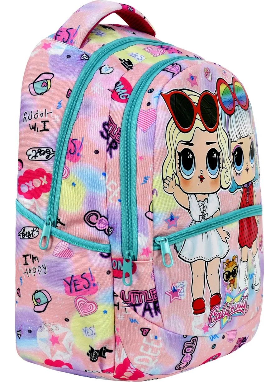 Çantaland Primary School Colorful Patterned Girls Primary School Bag + Lunch Box