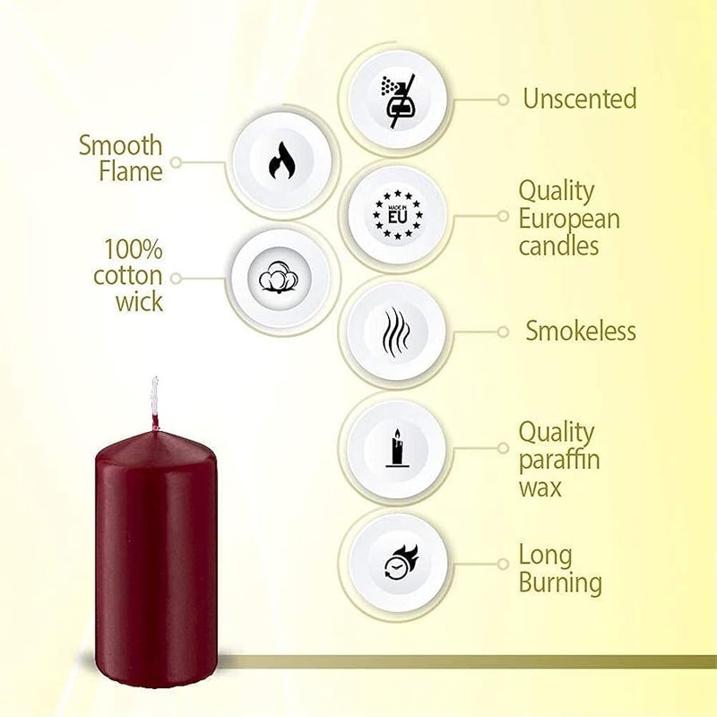 BOLSIUS 4 Count 2x4 Inch Red Pillar Candles - 20 Hours Burn Time - Premium European Quality - Unscented Dripless And less Wedding, Party, Dinner, Restaurant, And Special Occasion Candle Set - Image 3