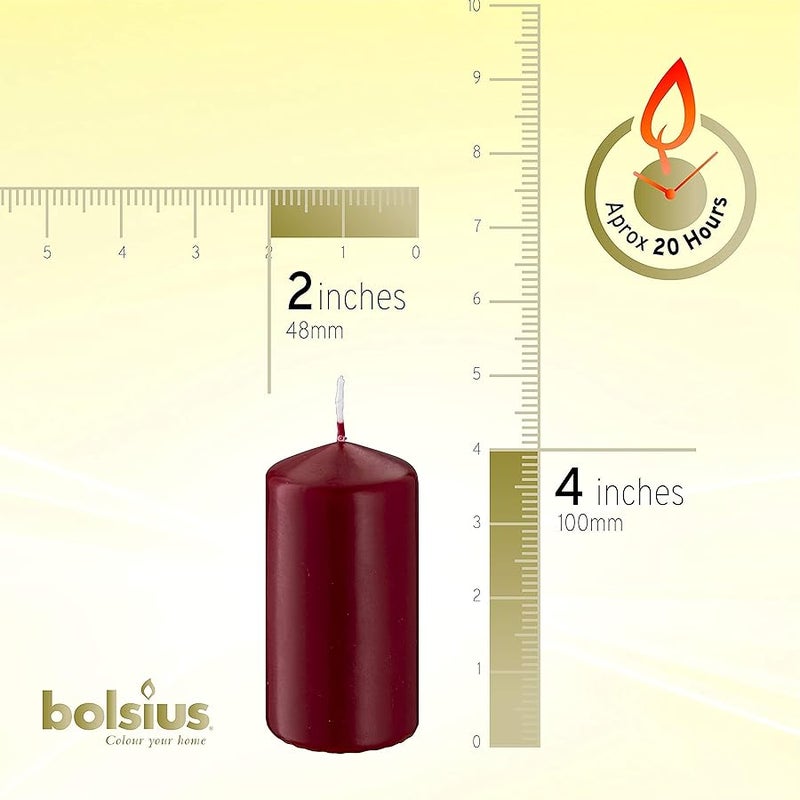 BOLSIUS 4 Count 2x4 Inch Red Pillar Candles - 20 Hours Burn Time - Premium European Quality - Unscented Dripless And less Wedding, Party, Dinner, Restaurant, And Special Occasion Candle Set - Image 2