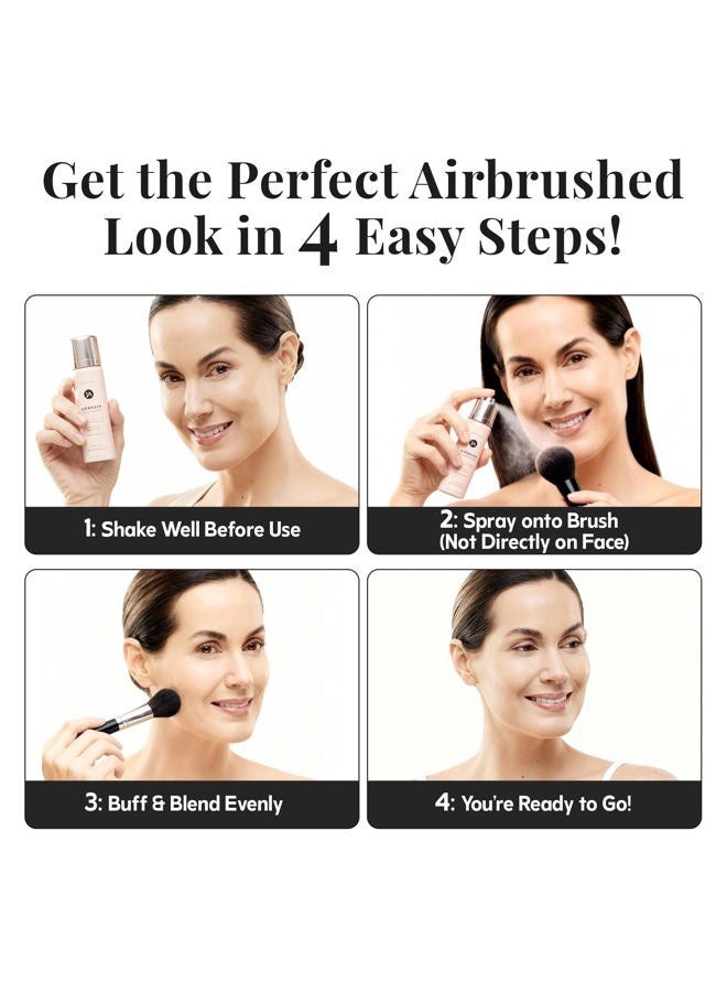 Jerome Alexander MagicMinerals AirBrush Foundation – 2pc Set with Airbrush Foundation and Kabuki Brush - Spray Makeup with Anti-aging Ingredients for Smooth Radiant Skin (Light Medium) - Image 3
