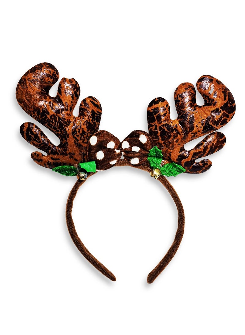 Christmas deer headband for girls , Christmas Reindeer Headband Christmas Antlers , Reindeer Hair Clips , Christmas Hair Clips , Reindeer Costume,  Christmas Costume , Christmas Gift , Christmas Supplies ( brown)  - Image 1