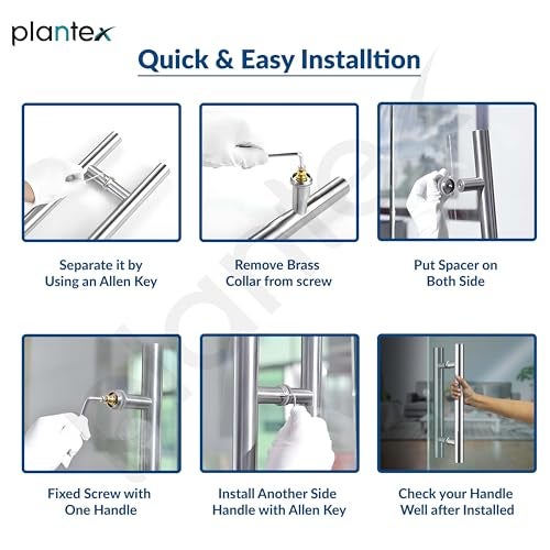Plantex Handle for Glass Door/Stainless Steel Main Door Handle/Tuffen Glass Door Accessories/12 Inch Pull-Push Handle Set of 1/ (2 Piece, Chrome) - Image 5