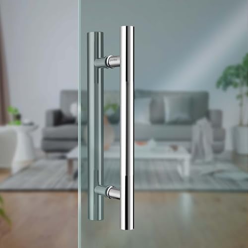 Plantex Handle for Glass Door/Stainless Steel Main Door Handle/Tuffen Glass Door Accessories/12 Inch Pull-Push Handle Set of 1/ (2 Piece, Chrome) - Image 1