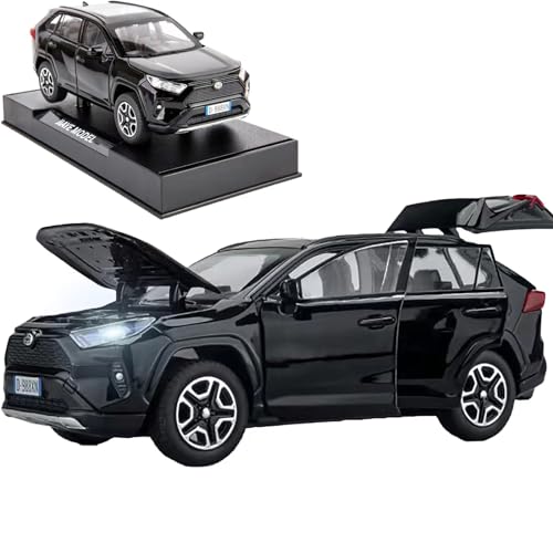 ERBADIHAGO Model Car Compatible 1/32 RAV4 Toy Car Alloy Diecast Collectible Model with Light and Sound Toy Vehicle for Boys Kids Toddler Gift Black car - Image 1