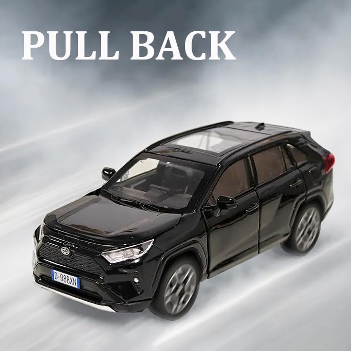 ERBADIHAGO Model Car Compatible 1/32 RAV4 Toy Car Alloy Diecast Collectible Model with Light and Sound Toy Vehicle for Boys Kids Toddler Gift Black car - Image 4