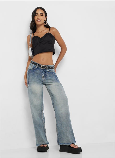 Mid Rise Wide Leg Jeans
