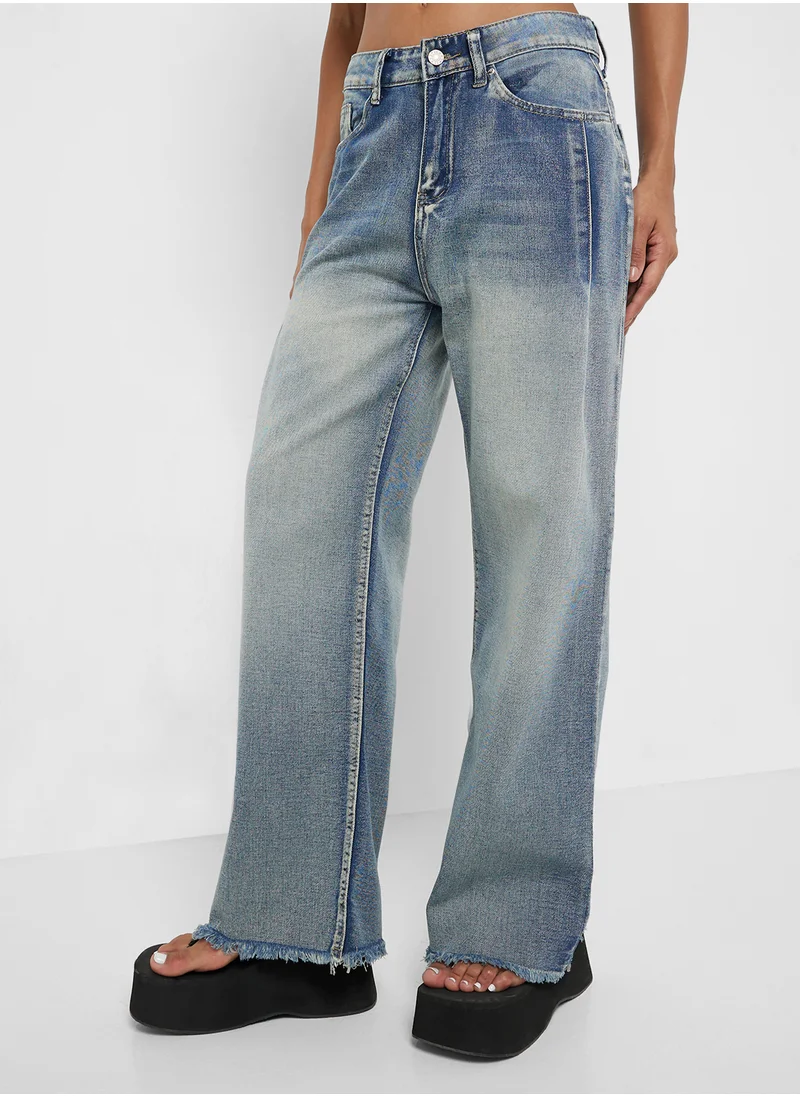 جينجر Mid Rise Wide Leg Jeans