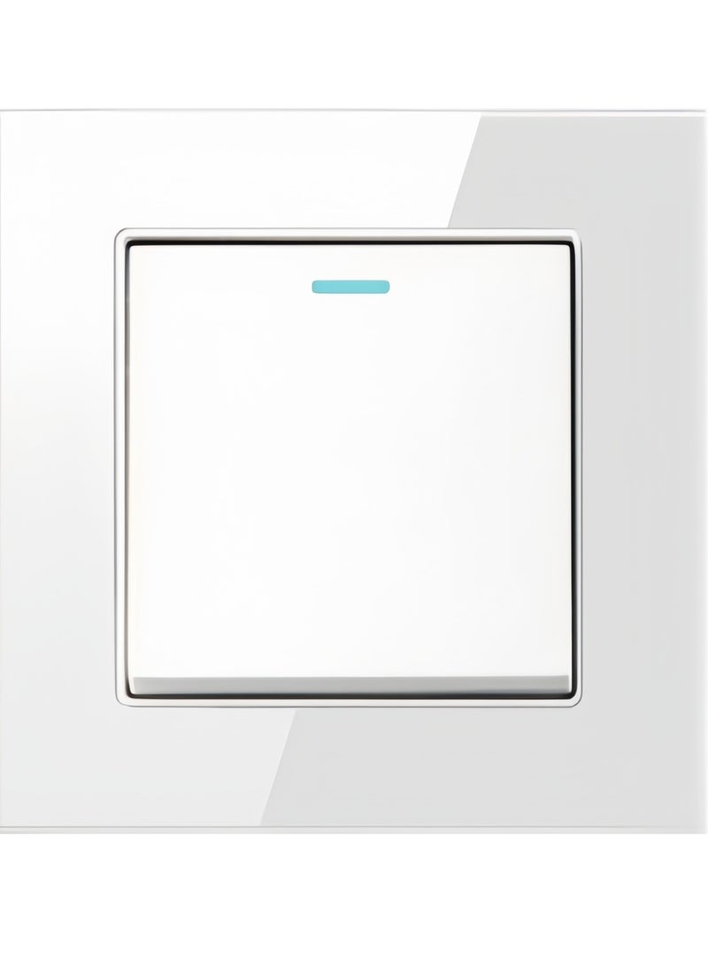 Generic - Tempered White Glass Panel and push button Light Switches with LED Indicator,UK Standard Wall Power Socket, Artistic Modern Swich soket, 1 Gang 2 Way,2 Gang 2 Way,3 Gang 2 Way,4 Gang 2 Way,13Amp Single ,Double Sokect ,20Amp, 45Amp, Light Dimmer,Telephone,Computer socket,Satellite TV Socket,Door Bell Swtch. - Image 1