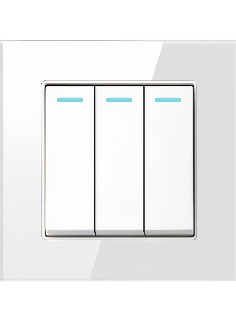 Generic - Tempered White Glass Panel and push button Light Switches with LED Indicator,UK Standard Wall Power Socket, Artistic Modern Swich soket, 1 Gang 2 Way,2 Gang 2 Way,3 Gang 2 Way,4 Gang 2 Way,13Amp Single ,Double Sokect ,20Amp, 45Amp, Light Dimmer,Telephone,Computer socket,Satellite TV Socket,Door Bell Swtch. - Image 1