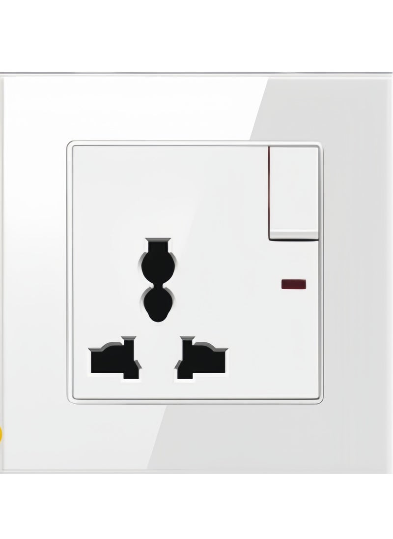 Generic - Tempered White Glass Panel and push button Light Switches with LED Indicator,UK Standard Wall Power Socket, Artistic Modern Swich soket, 1 Gang 2 Way,2 Gang 2 Way,3 Gang 2 Way,4 Gang 2 Way,13Amp Single ,Double Sokect ,20Amp, 45Amp, Light Dimmer,Telephone,Computer socket,Satellite TV Socket,Door Bell Swtch. - Image 1