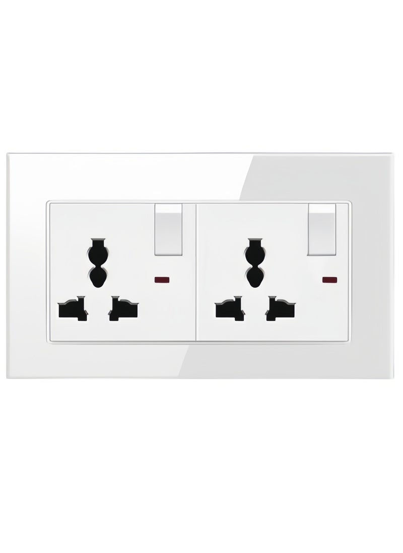 Generic - Tempered White Glass Panel and push button Light Switches with LED Indicator,UK Standard Wall Power Socket, Artistic Modern Swich soket, 1 Gang 2 Way,2 Gang 2 Way,3 Gang 2 Way,4 Gang 2 Way,13Amp Single ,Double Sokect ,20Amp, 45Amp, Light Dimmer,Telephone,Computer socket,Satellite TV Socket,Door Bell Swtch. - Image 1