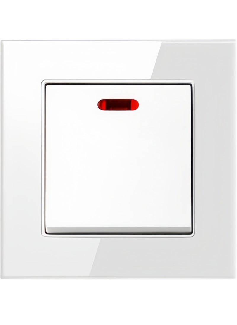 Generic - Tempered White Glass Panel and push button Light Switches with LED Indicator,UK Standard Wall Power Socket, Artistic Modern Swich soket, 1 Gang 2 Way,2 Gang 2 Way,3 Gang 2 Way,4 Gang 2 Way,13Amp Single ,Double Sokect ,20Amp, 45Amp, Light Dimmer,Telephone,Computer socket,Satellite TV Socket,Door Bell Swtch. - Image 1