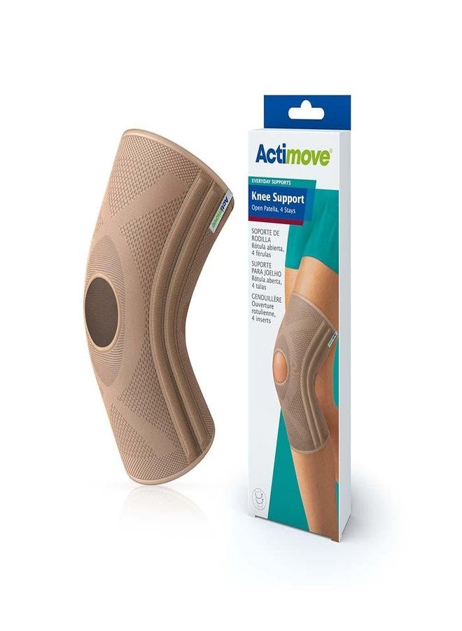 Actimove Everyday Supports Knee Brace | Open Patella, 4 Stays Left & Right Compatible Knee Support for Meniscus Tear, Knee Pain, ACL, MCL, Injury Recovery | Men & Women, Beige, Small - Image 1